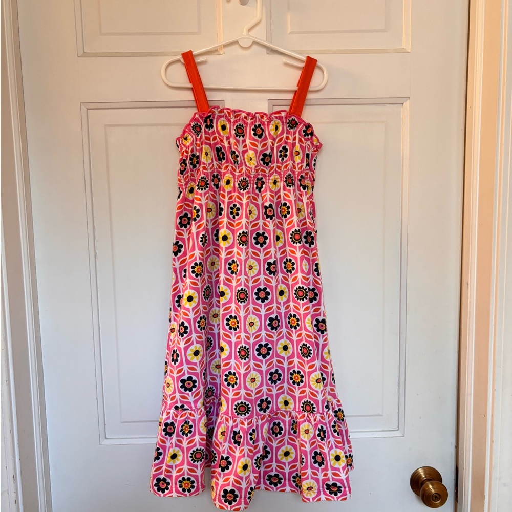 Hanna Andersson Midi Length Pink and Orange Floral Dress